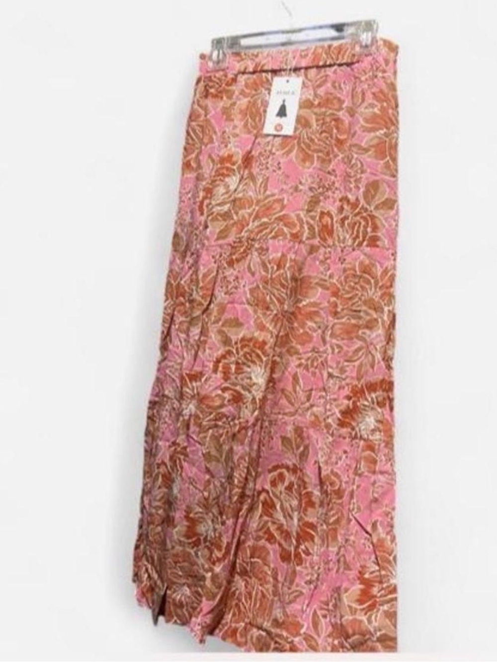 NWT Plaid Elastic High Waist Flowy A Line Maxi Skirt with Pockets